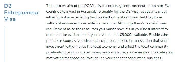 Image showing Portugal Freelance Visa - D2 Entrepreneur Visa (1) template